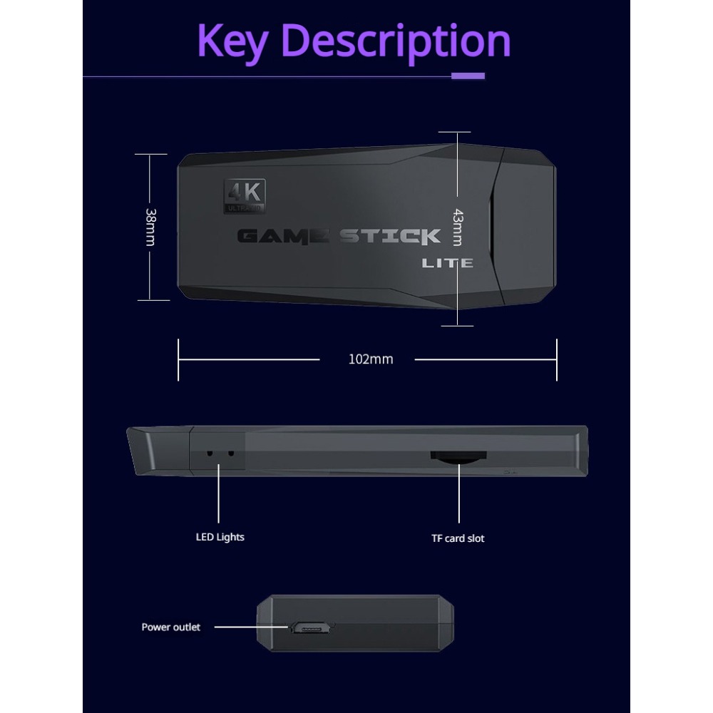 Portable 4K Retro Game Stick C - Retro Game Console Hdmi Tv Output 评论和价格